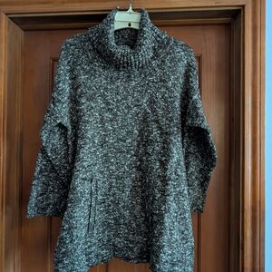 J. Crew Brown and White Knit Turtleneck Tunic Sweater